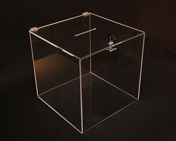 Urna na losy lub skarbonka z pleksi - rozmiar 30x30x30 cm